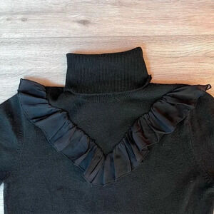 Vici Women's Black Pullover Long Sleeve Ruffle Trim High Neck Sweater Size Small